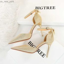 2021 Women 10cm High Heels Sandals Designer Glitter Stiletto Gold Silver Heels Strappy Stripper Wedding Bridal Shoes Plus Size43 L230518