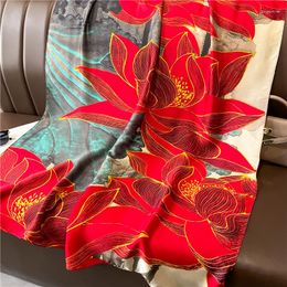 Scarves 2023 Fashion Shawl Wraps Headband Female Beach Stoles Print Large Silk Feeling Hijab Scarf For Women Bandana Foulard Echarpe