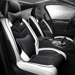 Car Seat Covers Leather PU Cover Protector Linen Front Or Rear Back Cushion Pad Mat Backrest For Auto Interior Truck Suv Van