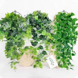 Decorative Flowers 100cm Artificial Plant Green Ivy Wall Hanging Decor Home Living Room Outdoor Garden Plastic Greening Decoration