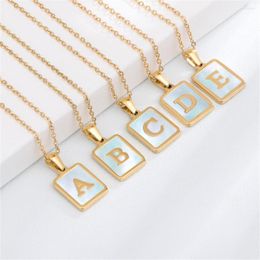 Pendant Necklaces A-Z 26 Letters Necklace Initials Square For Women Men Temperament Metal Collar Chain Jewellery Accessories Lover Gift