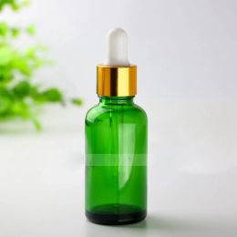 440pcs 30ml Wholesale Green Glass Dropper Bottle 30 ml with Black Silver Gold Caps 1OZ Glass Cosmetic Bottles