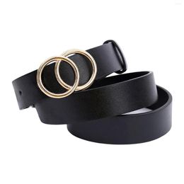 Belts Double Rings Belt Ring Buckle Leisure For Women Girls