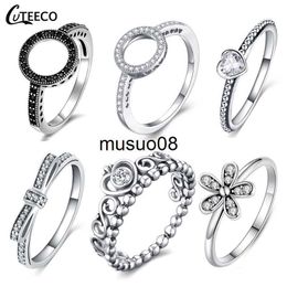 Band Rings CUTEECO Silver Color Clear CZ Engagement Ring For Women Original Brand Rings anillo Hot Sale Wedding Band Jewelry Dropshipping J230602