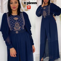 Ethnic Clothing African Dashiki 2PCS Sets Maxi Dress Muslim Abaya Cardigan Kimono Long Robe Gowns Jubah Middle East Ramadan Eid Arab Islamic