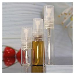 Packing Bottles 2Ml L 5Ml Atomizer Refillable Small Spray Per Bottle Mini Glass Vial Amber Aromatic Empty Scent Drop Delivery Office Dhnor
