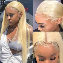 38 Inch 613 Blonde Lace Front Wig Pre Plucked Human Hair Wigs 13x1 Brazilian Straight 613 HD Transparent Lace Frontal Wig 180%