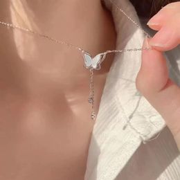 Chains Long Necklace For Women Butterfly Necklaces Female Trend Neck Silver Colour Korean Fashion Couples Party Girls Gifts Accessories