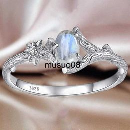 Band Rings Fashion Natural Women Moonstone Opal Ring Branch Ring Engagement Ring for Women Princess Jewellery Birthday Party Anniversary Gift J230602