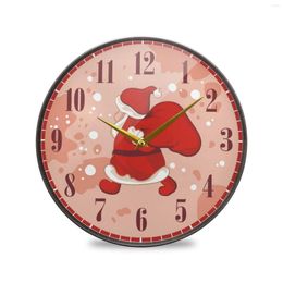 Wall Clocks Merry Christmas Santa Claus Acrylic Round Clock Hanging Watch Silent Non-Ticking Quiet Desk Xmas Decor Happy Year