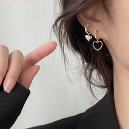 Charm 2023 Women's Silver Geometric Heart shaped Fashion Hollow Ring Earrings INS Jewellery Accessories G230602