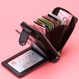 Storage Bags First Layer Cowhide Driver's Licence Card Case Leather Zipper Organ Women's Wallet Anti-theft Brush Driving