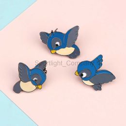 Fashion Blue Birds Brooches For Women Cartoon Flying Fledgling Animal Enamel Pins Shirt Bag Hat Pin Badge Accessories Kids Gift