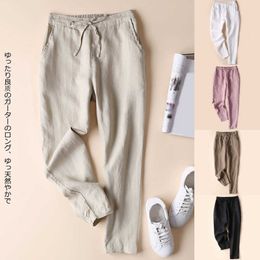Capris Cotton Linen Women's Elegant Full Size Popular Design Elastic Waist Casual Comfort Pants P230602