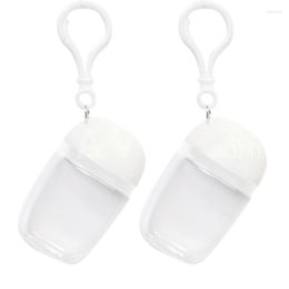 Storage Bottles 2PC 30ml Empty Hand Sanitizer Bottle Travel Small Holder Hook Keychain Carriers White Flip Cap Reusable Portable