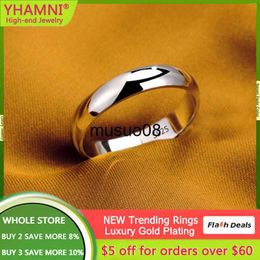 Band Rings S925 Stamped White Gold Colour Tibetan Silver Ring Simple 4mm Stanless Steel Rings for Men Women Couple Gift Jewellery Accessories J230602