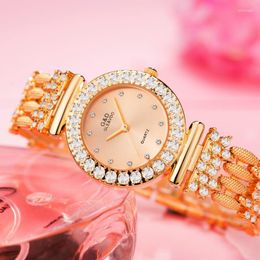 Wristwatches Women Quartz Watches Casual Dress Ladies Small Dial Rhinestone Golden Wrist Watch Gold Female Clock 2023