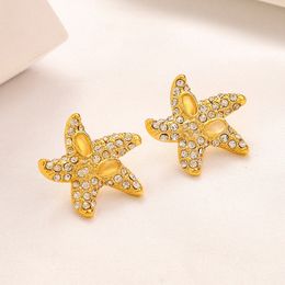 New Style Designer Brand V Letter Stud Earrings Never Fade 18K Gold Plated Stainless Steel Earring Inlaid Crystal Geometry Starfish Ear Ring Wedding Jewelry Gift