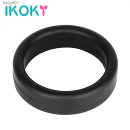 Massager cockrings Ikoky Elastic Penis Sex Toys for Men Delay Ejaculation Cock Ring Adult Products Dildo Extender Male Masturbator L230518