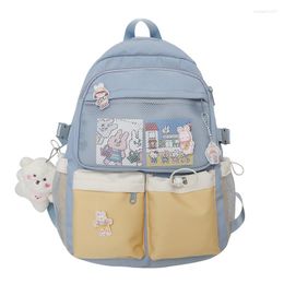 School Bags 2023 Fashion Net Pockets Nylon Women Backpack Cute Student Schoolbag Kawaii Rucksack Teenage Girls College Bookbag