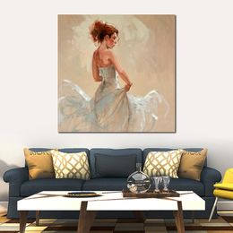 Hand Painted Figurative Canvas Art Flamenco White Showcasing The Romanticism of Dancers Oil Painting Artwork for Nursery Room