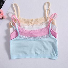 Camisoles & Tanks Girls Training Bra Lace Half Body Breathable Wrapped Chest Vest Underwear Teenage Soft Cotton Crop Top 8-15 Years