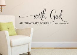 Matthew 19:26 With God all things are possible Scripture wall decal bible verse wall sticker vinyl home wall decor JH570