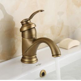 Bathroom Sink Faucets Wash-basin Antique Brass Basin Mixer Faucet Deck Mounted Single Handle/Hole Cold Water Mixing Taps