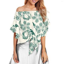 Women's T Shirts Polynesia Traditional Tribe High Quality Ladies Wear Top Summer Women Shirt Flare Sleeve Off Shoulder Chiffon Skirt