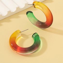 Hoop Earrings UJBOX Wholesale Bulk Geometric Circle Gradient Coloured Acrylic Resin For Women