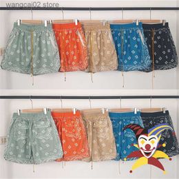 Men's Shorts Cashew Flower Print Rhude Mesh Shorts Men Women Best Quality Quick Drying Drawstring Breeches T230602