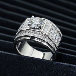 Passed Test Bling Rings S925 Sterling Silver 1.5CT Moissanite Diamond Ring for Men Women Party Wedding Nice Gift