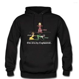 Herren Hoodies Elektrizität erklärt Elektriker Elektroingenieur Physikwissenschaft Männer Baumwolle Fleece Langarm Kapuze -Sweatshirt