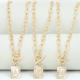 Punk Hiphop Jewellery 26 English Letters Pendant Woman Gold Link Chain Necklace Designer Alloy South American Womens Fashion Choker Rectangle Necklaces Friend Gift