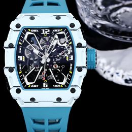 35-03 Tonneau Mens Watch NTPT Black / White Carbon Fiber Case Skeleton Dial Automatic Movement 21600vph Sapphire Crystal Luxury Wristwatch 6 Colors 2023 New Model