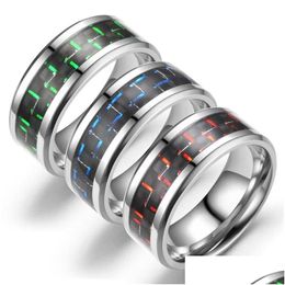 Band Rings Simple Men Titanium Stainless Steel For Father Family Love Gifts Fashion Jewelry Drop Delivery Ring Dh2Sf