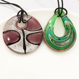 Pendant Necklaces 4PCS MIx Colors Chinese Style Different Shapes Murano Glass Lampwork Necklace For Women Green Black Jewelry Gift