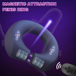 Massager cockrings Strong Magnet Penis Vibrator Delayed Ejaculation Cock Ring Remote Control Male Masturbator Adult Product Sex Toys for Man L230518