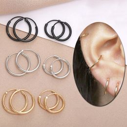 6 pcs/lot Hoop Earrings Women Men Silver Color Gold Punk Ear Ring Goth Stud Earrings Hip Hop Jewelry Cartilage Piercing Loop