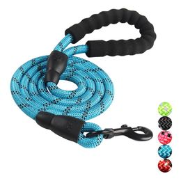 Leashes 5M Dog Rope Nylon Round Reflective Large Dog Leash Strengthen Hook Big Dog Traction Harness With Comfortable Handle