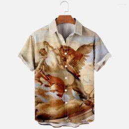 Men's Casual Shirts Creative Mural 3D Digital Printing With Retro Mood Loose Fitting Beach Shirt For Men Short Sleeve Men's Top