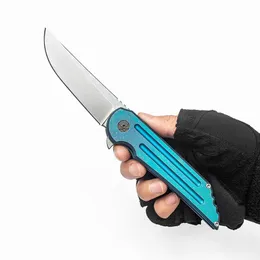 Custom Kwaiback Folding Knife Sharp S35VN Blade Flipper Practical Pocket EDC Green Titanium Handle Tactical Outdoor Equipment Hunting Camping Survival Tools