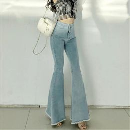 Women's Jeans Fall Women High Waist Fashion Slim Denim Flared Pants Black Blue Casual Trousers Y2k Boot Cut Bell Bottoms Streetwear