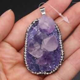 Charms Natural Stone Charm Pendant Amethysts Bud Egg Shape For Jewellery Making DIY Bracelet Earring Necklace Accessories Size 32x45mm