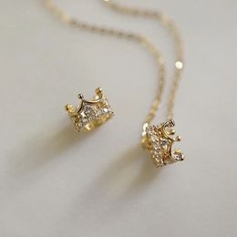 S3716 Fashion Jewellery Retro Crown Pendant Necklace For Women Niche Design Zircon Crown Queen Choker Chain Necklaces
