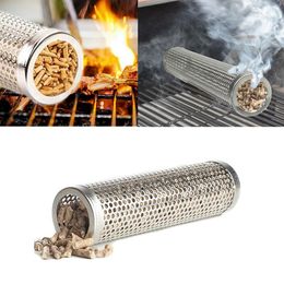 BBQ Tools Accessories Stainless Steel BBQ Smoker Grill Tube Perforated Mesh Smoker Tube Philtre Gadget Generator Pellet Smoking BBQ Accessories Tools 230601