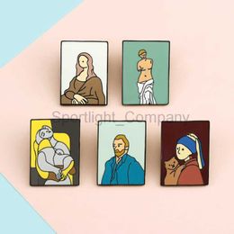 Oil Painting Enamel Pins Custom Van Gogh Mona Lisa Artist Brooches Bag Shirt Lapel Pin Badge Art Jewellery Gift for Friends