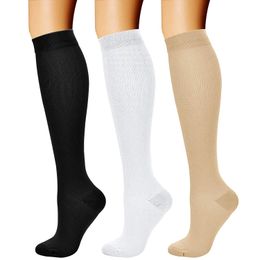 Sports Socks Brothock 3 Pairs Open Toe Compression Socks Women Knee High Toeless 15-25 MmHg Running Hiking Drop Wholesale 230601