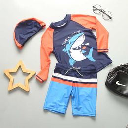 Children's Swimwear Newly arrived shark 1-11Y baby boy surfing quick drying swimsuit sleeping children's beach suit P230602