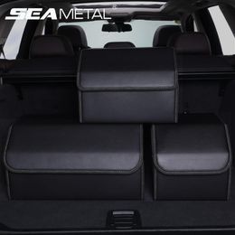 Car Trunk Organiser Storage Box PU Leather Auto Organisers Bag Folding Trunk Storage Pockets for Vehicle Sedan SUV Accessories LJ2246h